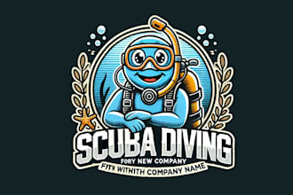 do scuba diving mascot logo design with unlimited revision