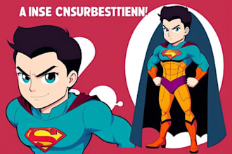 draw you into superhero comic cartoon character