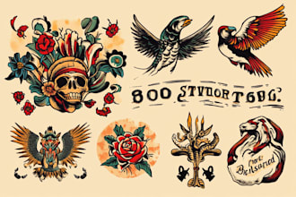 create any design in traditional tattoo or old school style