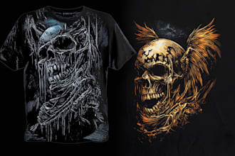 make dark art, horror or skull illustration tshirt design