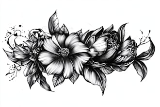 create black and white flash tattoo design with any styles