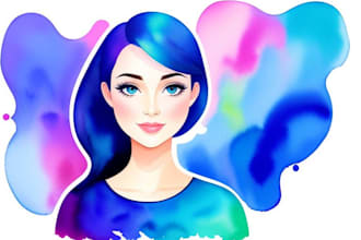 create watercolor vector cartoon abstract portrait art