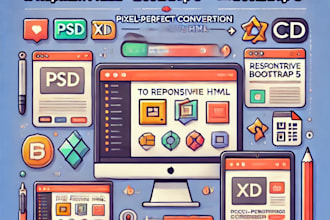 convert PSD, figma, or xd to responsive HTML with bootstrap 5