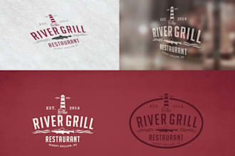 create a custom modern beach sea grill restaurant logo design
