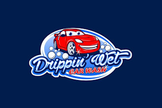 design fun tech automatic car wash logo