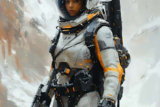 illustrate a sci fi character art illustration
