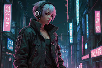 do a cyberpunk anime art