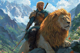 design a dnd character art with lion