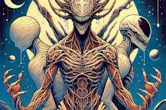 design a fantasy horror character art illustration
