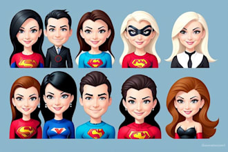 design premium superhero caricature character
