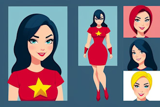 do a cartoon character superhero portrait
