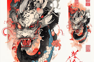 create your japanese custom tattoo design and illustration