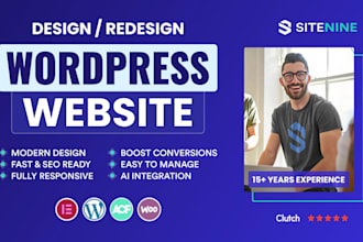 design and build wordpress website, development, redesign, revamp wordpress site