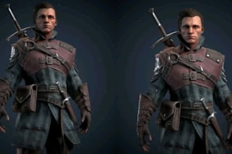 model 3d game character, ue5 game assets, design weapon in unreal engine unity