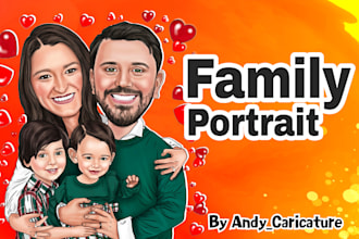 draw custom family portrait from photos