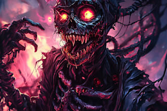 create a fantasy horror and fantasy horror character art