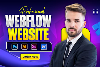 create professional webflow business website or webflow landing page