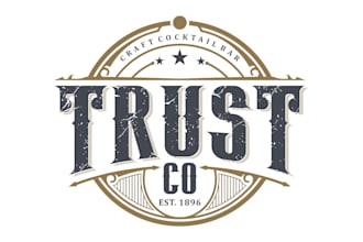 create a premium retro vintage cocktail bar logo design