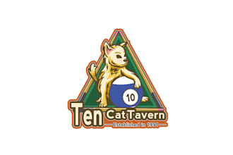 make suitable cat playing billiards bar logo