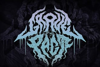 design a slamming death metal logo font with chrome