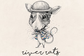 design river rats illustration logo