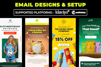 do professional email design and mailchimp, klaviyo setup