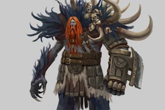 create stunning fantasy character or creature in semi realistic style