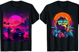 make t shirts with retrowave 80s cyberpunk synthwave neon vaporwave designs