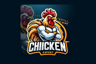 do awesome rooster chicken mascot logo for your company