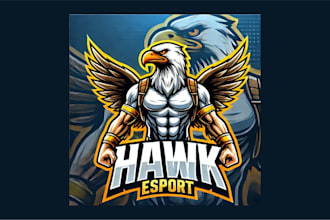 design modern hawk esport mascot logo with express delivery