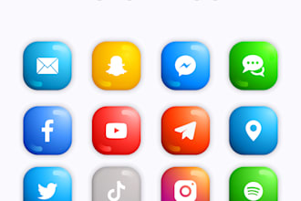 design 3d icon neon icon and flat icon set