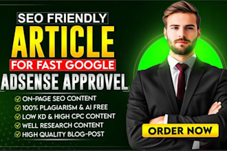 write 30 SEO friendly articles for quick google adsense approval