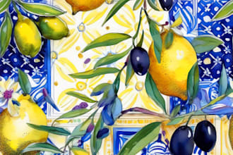 a unique mediterranean seamless patterns lemon patterns