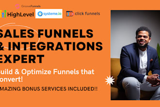 sales funnel systeme io gohighlevel, clickfunnels, landing page ghl rei reply ai