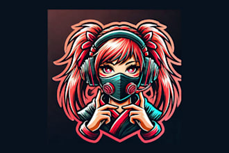 create awesome girl mask esport mascot logo with any file