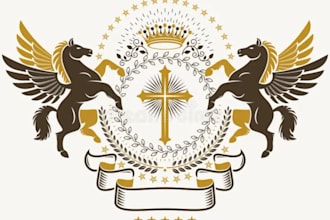 draw luxury heraldic coat of arms logo design for you