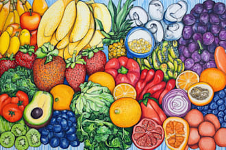 drawing original food pop art for you
