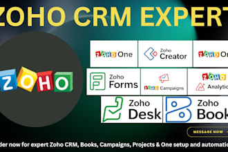 set up zoho CRM campaigns books forms creator desk analytics zoho one