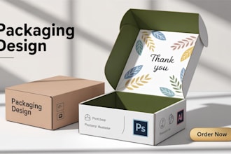 do packaging box design, mailer box, subscription box and amazon box design