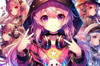 draw awesome anime character logo and friendship portrait