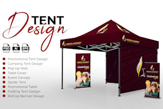 trade show banner, backdrop, trade show booth, or tent design