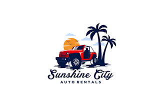 make unique admirable beach fun and cars logo