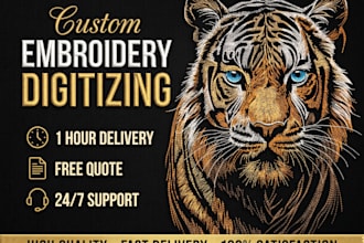 convert your logo to embroidery digitizing dst, pes file in 1 hour