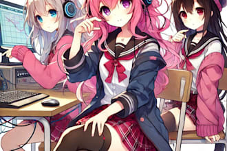 draw character logo and friendship portrait in anime style