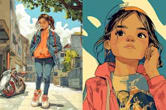 illustrate your comic children book with style you want