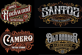 do custom typography hand drawn lettering vintage retro logo tattoo barber shop