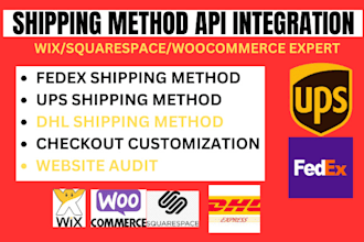 integrate wix squarespace woocommerce fedex dhl ups shipping method API checkout