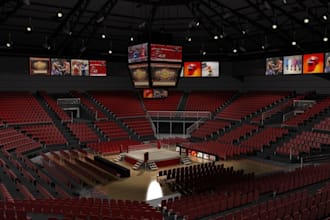 boxing arena 3d interior,stadium design,boxing house exterior,sport house render