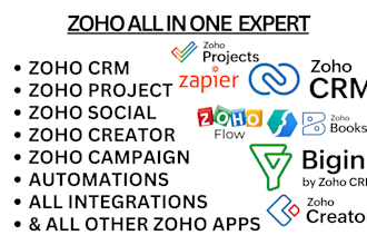 be zoho CRM zoho one projects VA expert, forms zoho creator campaign automations