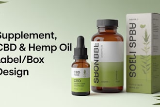create supplement, cbd, food, modern product design labels and cosmetics